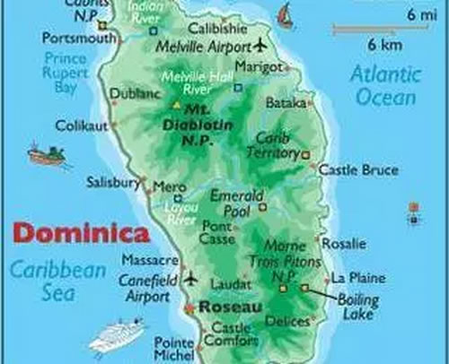 Cartina geografica isola di Dominica Mappa - Carta