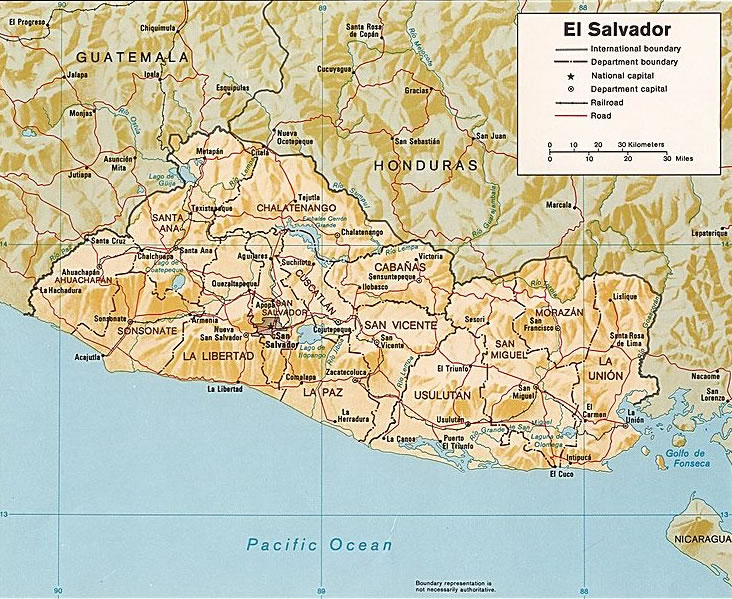 Cartina geografica El Salvador Mappa - Carta
