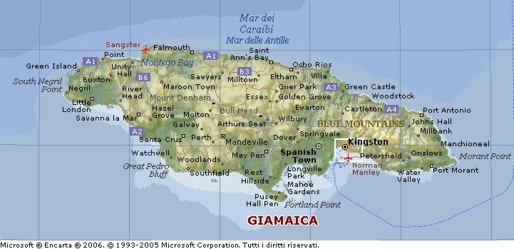 Cartina geografica Giamaica Mappa - Carta
