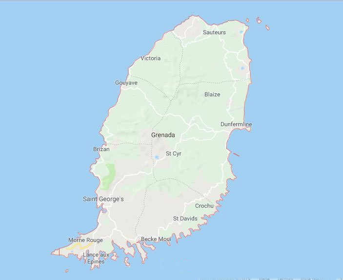 Cartina geografica isola di Grenada America Mappa - Carta