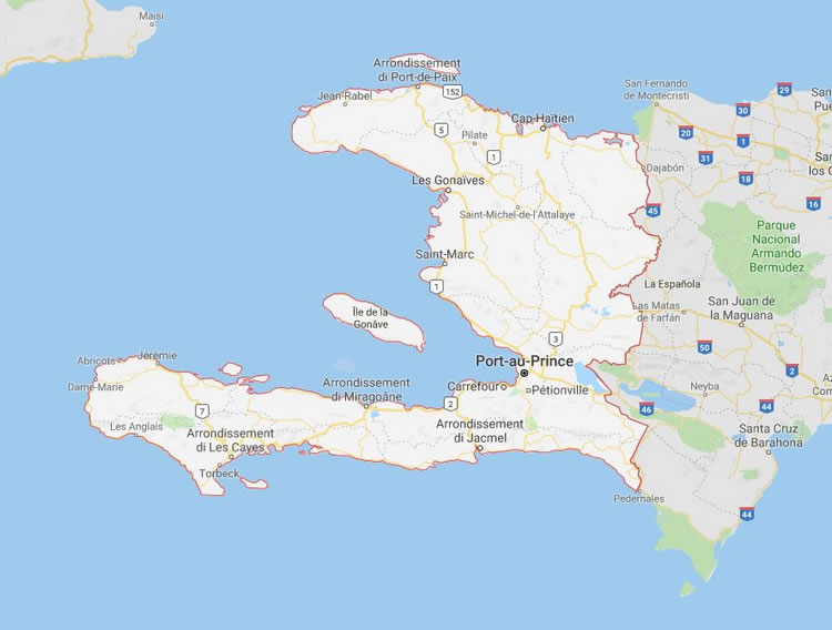 Cartina geografica di haiti francese- Mappa - Carta - capitale Port au Prince