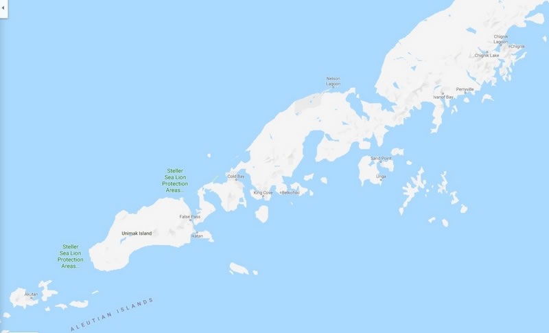 Cartina geografica delle isole aleutine Aleutian Islands - Mappa - Carta