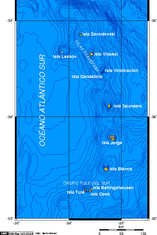 Cartina geografica delle isole sandwich - Mappa - Carta - capitale King Edward Point