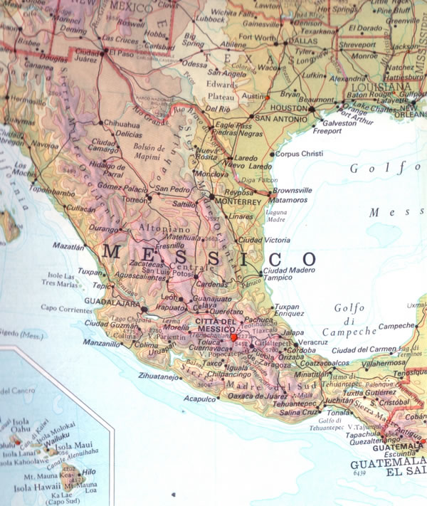 Cartina geografica dello stato del Messico - Mappa - Carta - Capitale Città del Messico