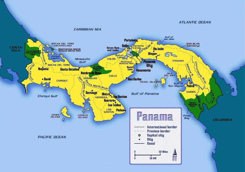 Cartina geografica map di Panama Mappa - Carta capitale Panama