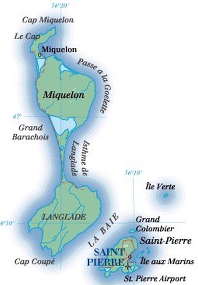 Mappa geografica delle isole saint pierre e michelon - capitale Saint Pierre